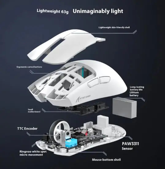 ATTACK SHARK X11 gaming mouse with charging base
