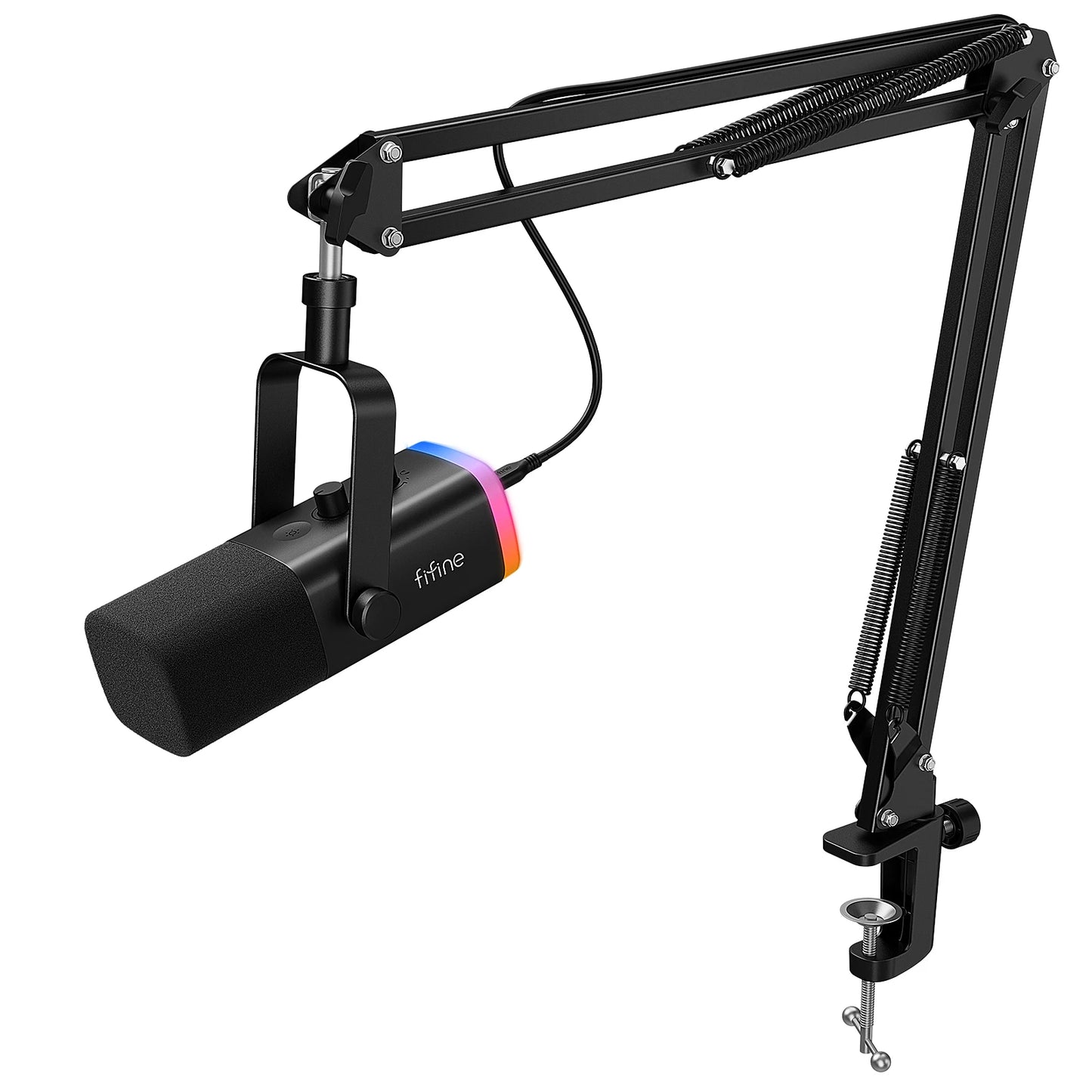 FIFINE Dynamic XLR Microphone Kit with Boom Arm for Mixer