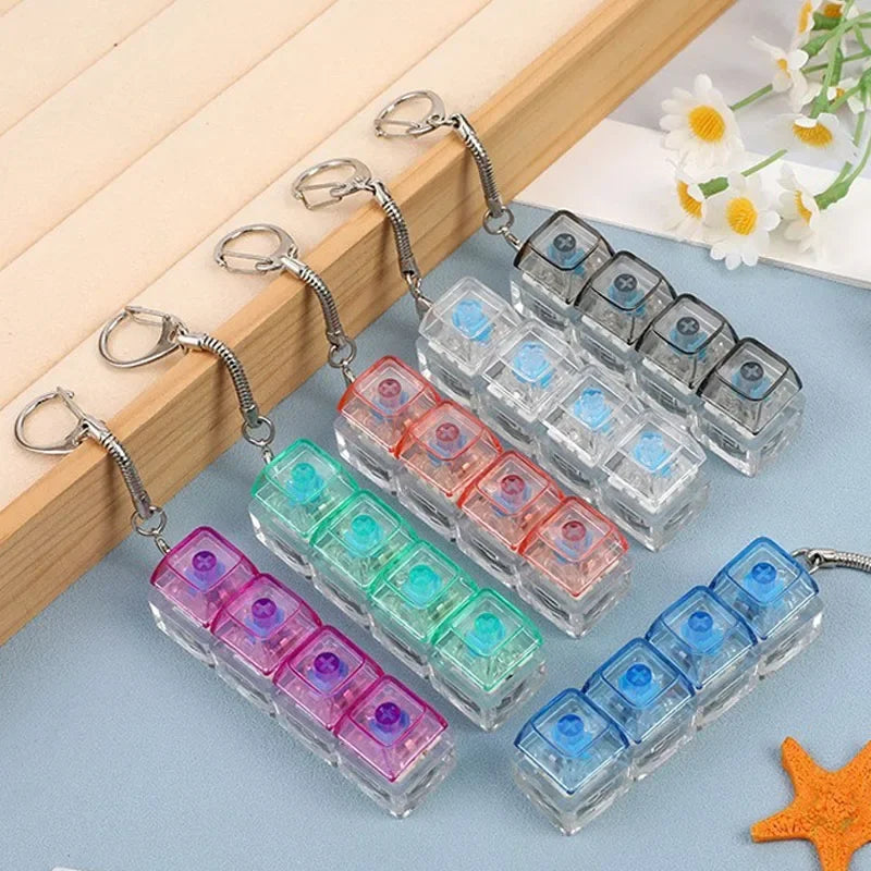Keyboard Keychain Fidget Toys with light RGB