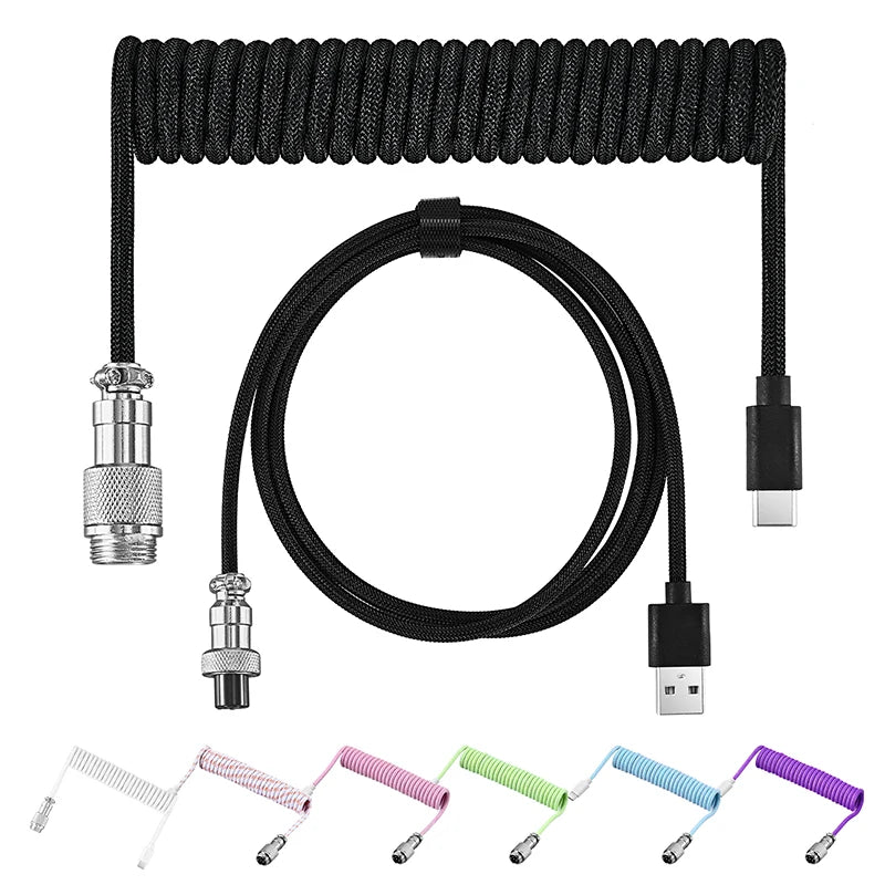 Coiled Keyboard Cable Type C To USB-A