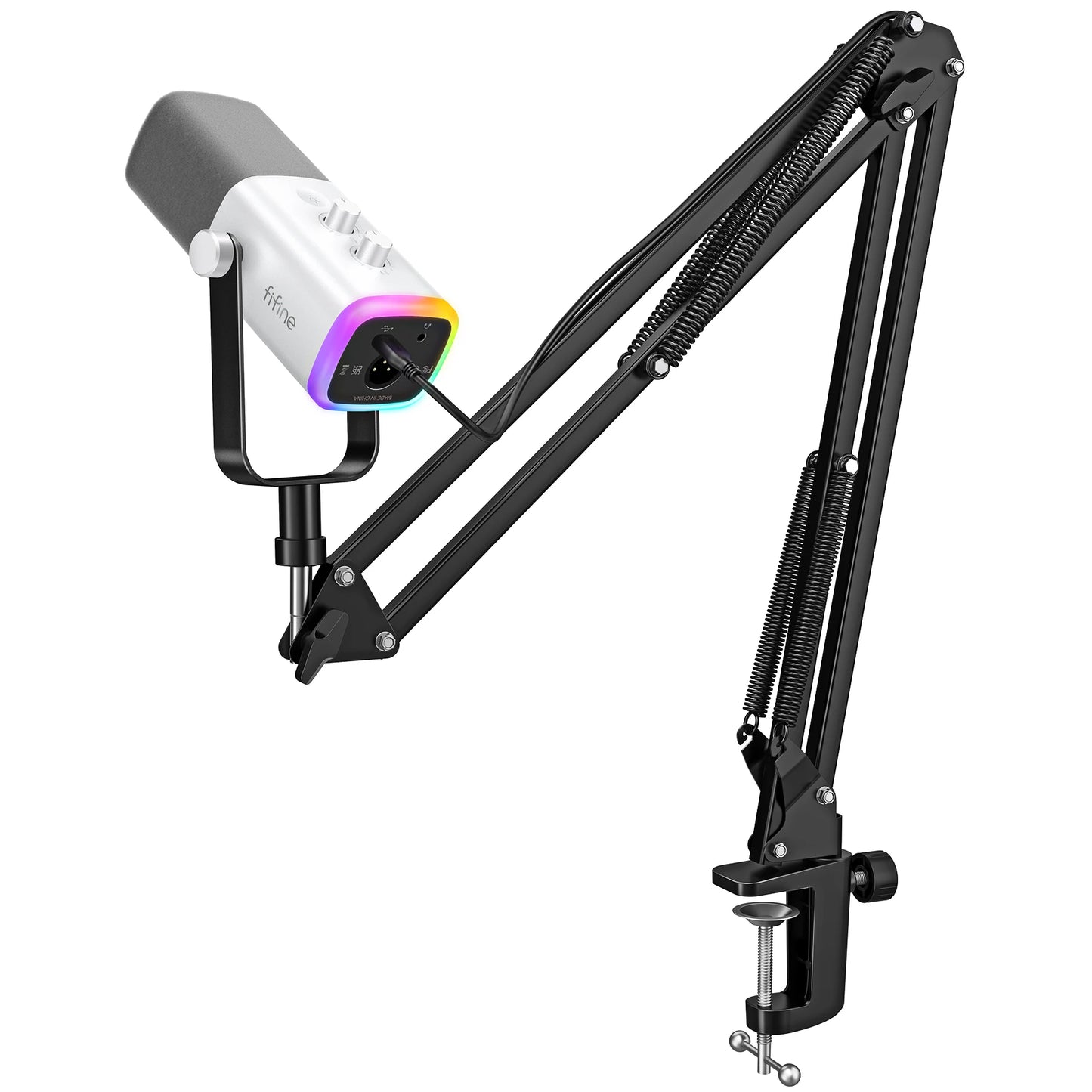 FIFINE Dynamic XLR Microphone Kit with Boom Arm for Mixer