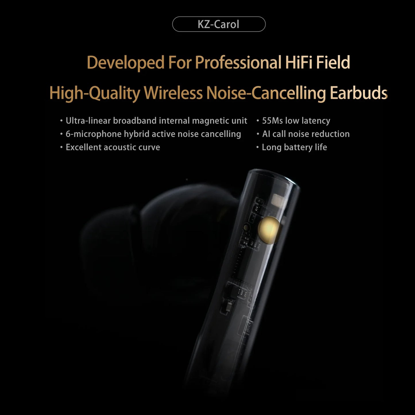 KZ Carol ANC True Wireless Earphone 55dB Active Noise Canceling