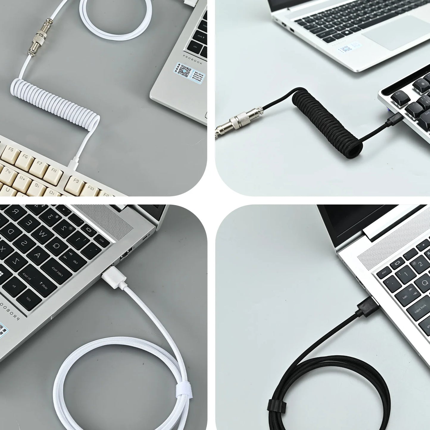 Coiled Keyboard Cable Type C To USB-A