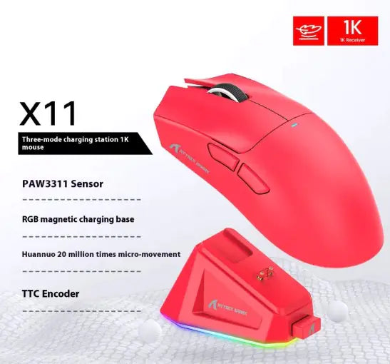 ATTACK SHARK X11 gaming mouse with charging base